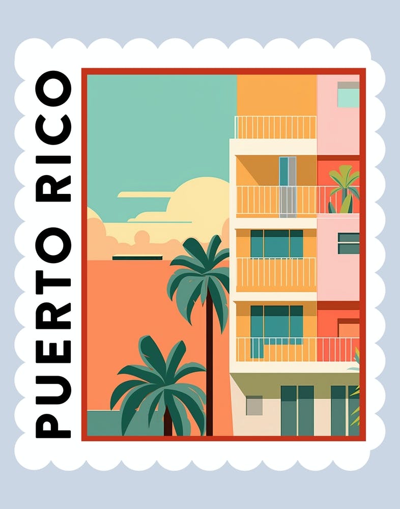 Puerto Rico 1 Travel Stamp Poster