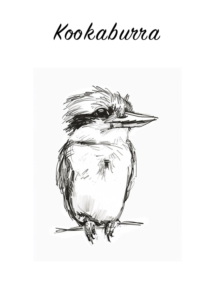B&W Kookaburra Poster
