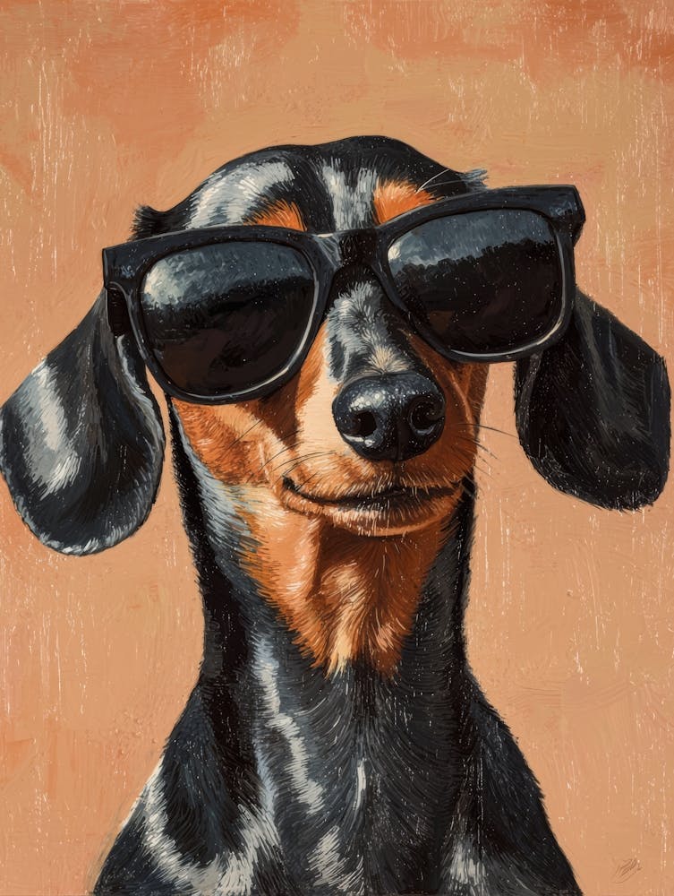 Dachshund In Sunglasses.Generated AI. 1