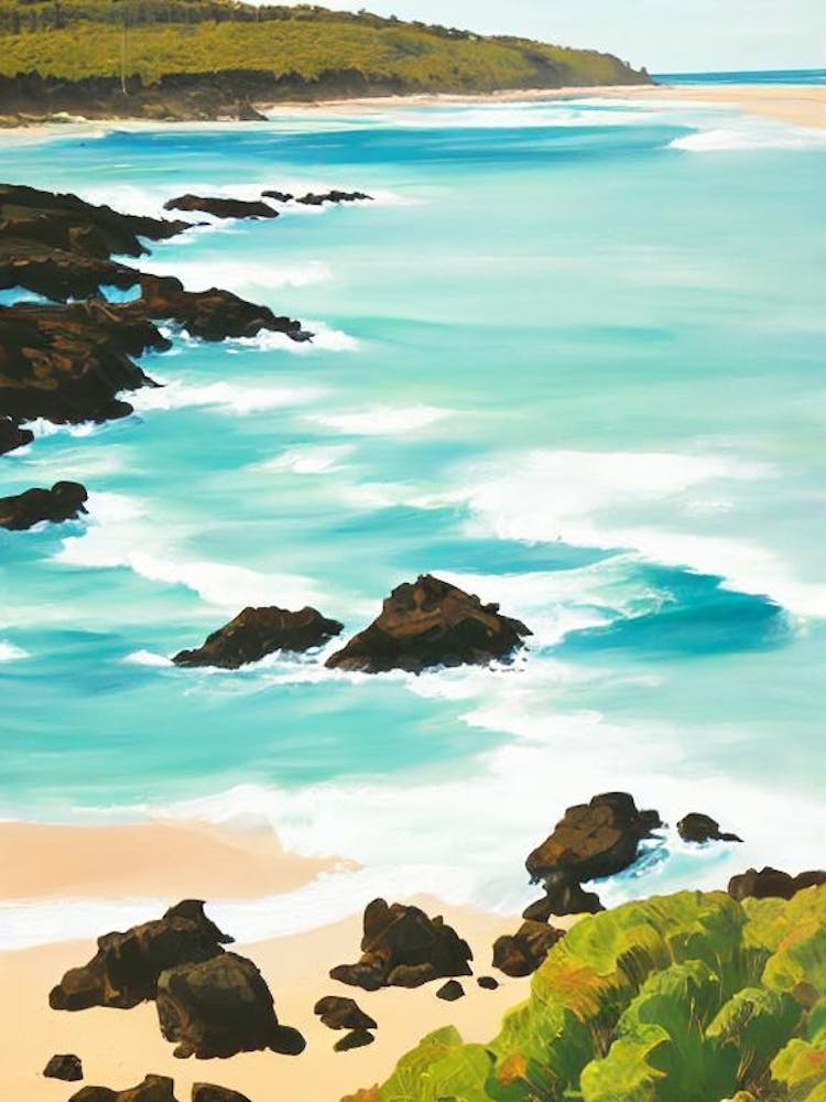Blacksmiths Beach, Australia Contemporary Illustration 1 