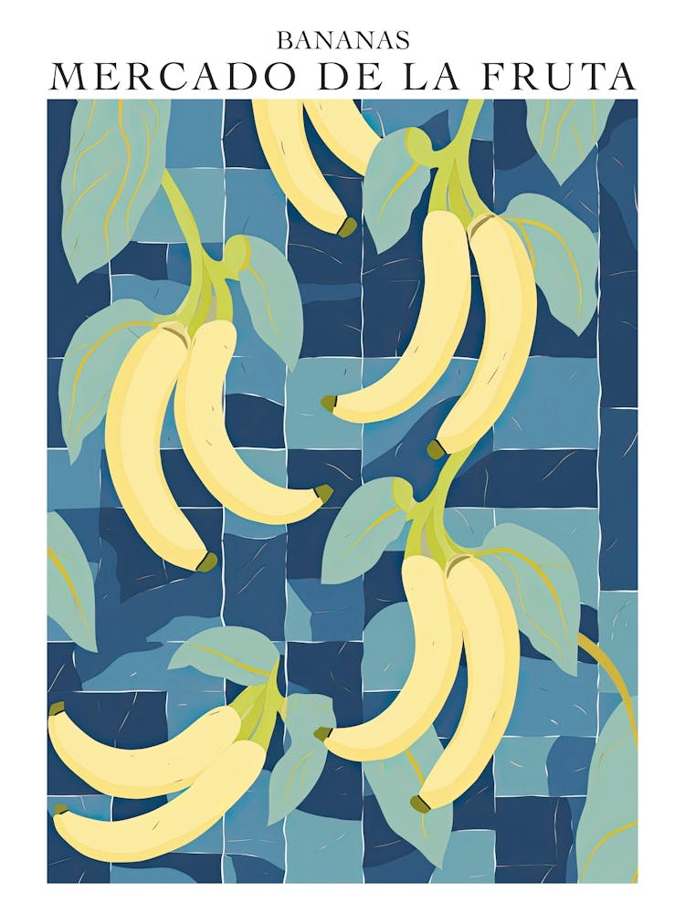 Mercado De La Fruta Illustration Bananes 3 Affiche