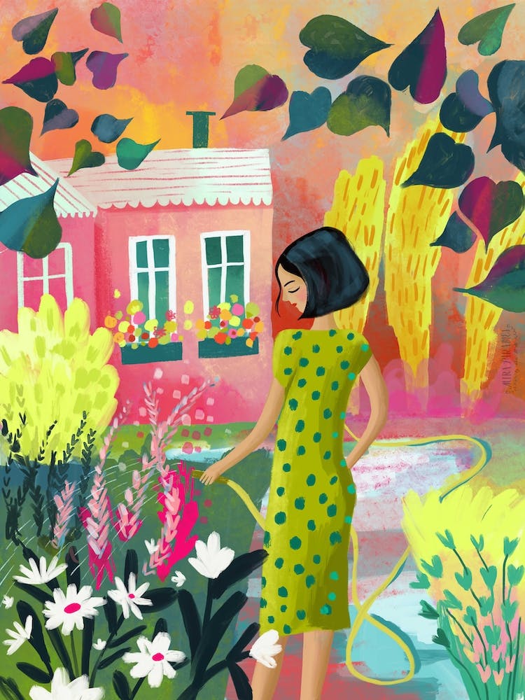 Gardening In A Green Dress