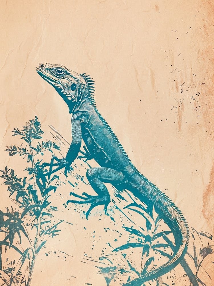 Jamaican Iguana Block Print 4