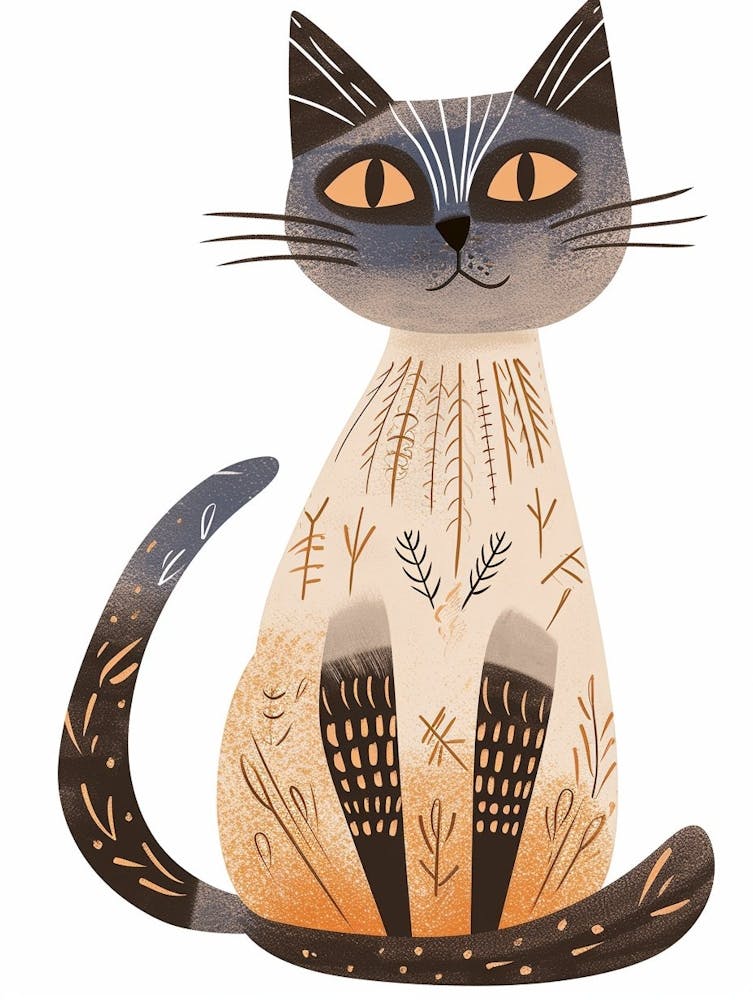 Balinese Cat Clipart Illustration 3