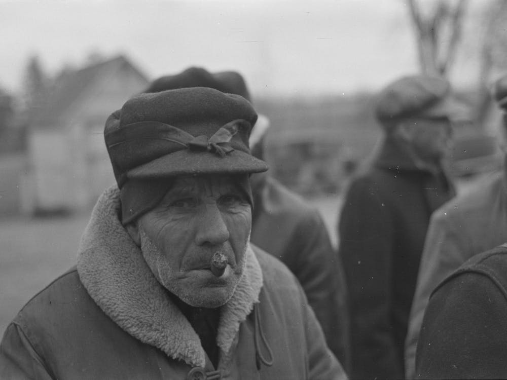 A Farmer At A Country Auction Near Aledo, Mercer County, Illinois By Russell Lee