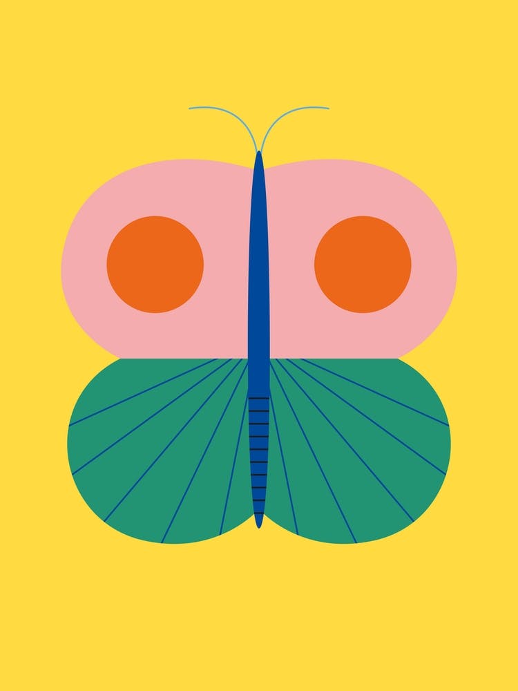 Butterfly Colorful Yellow Abstract Geometric