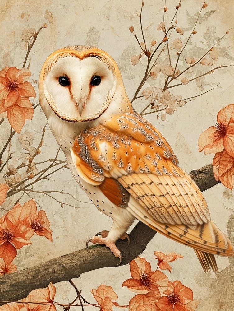 Peinture Japonaise - Chouette Effraie 4