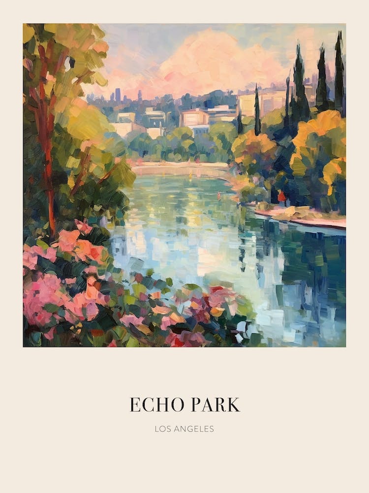 Echo Park Los Angeles United States 4 Vintage Cezanne Inspired Poster