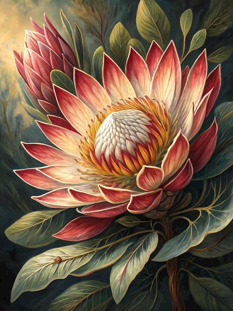 Oil Painting Style Floral Symmetry With Mirrored