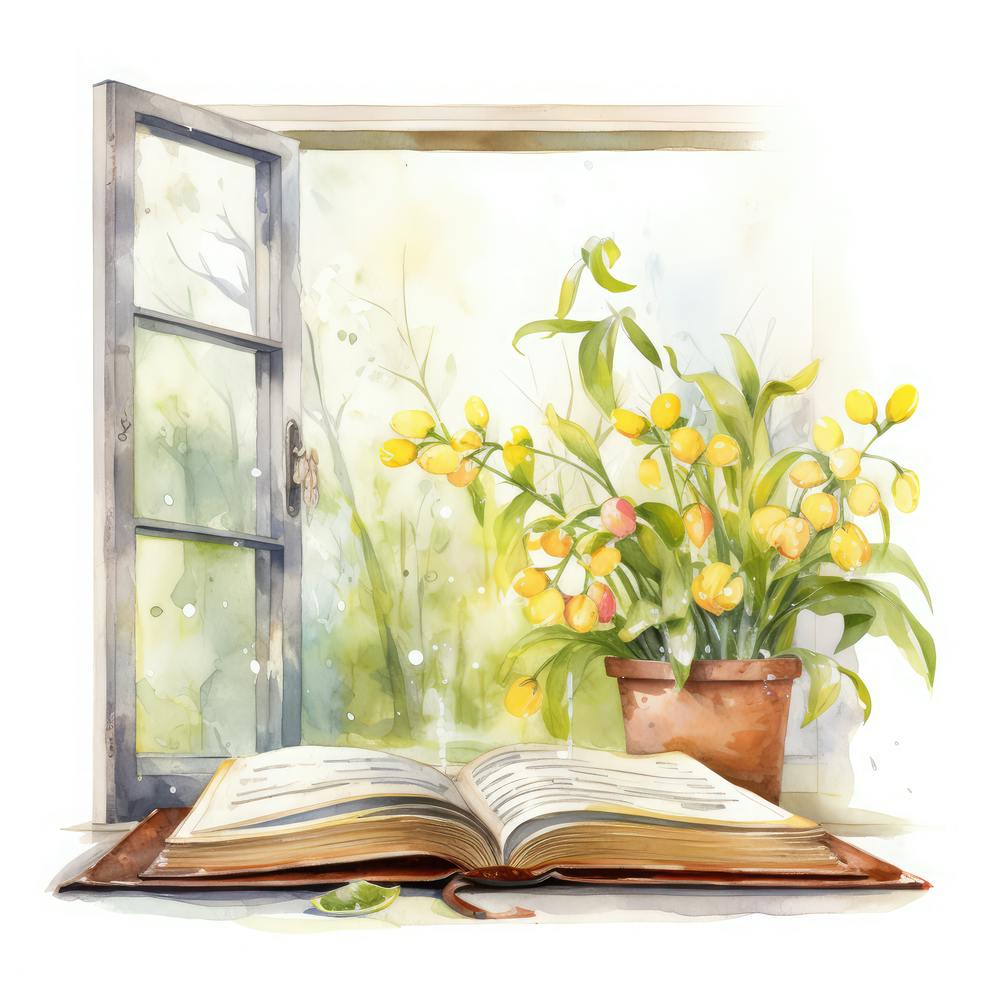 Watercolor Book And Flowers 1