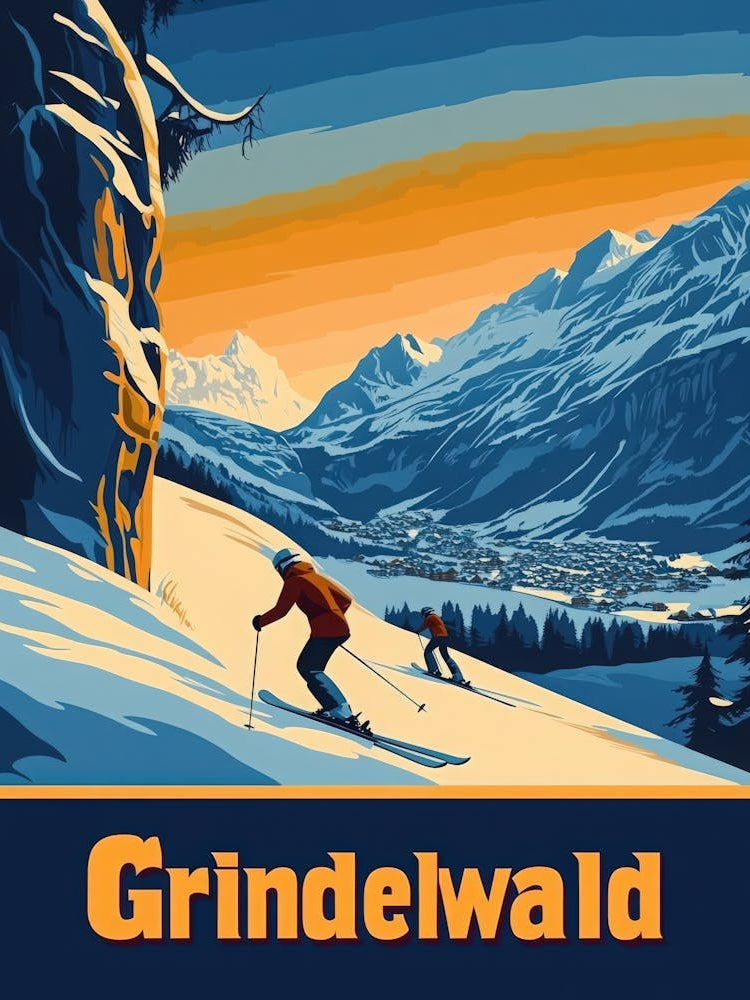 Aihrgdesign A 1970s Inspired Travel Poster For Grindelwald