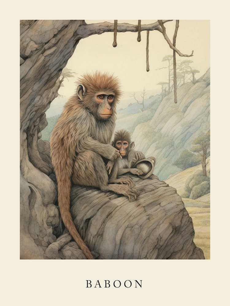Beatrix Potter Inspired  Animal Watercolour Baboon