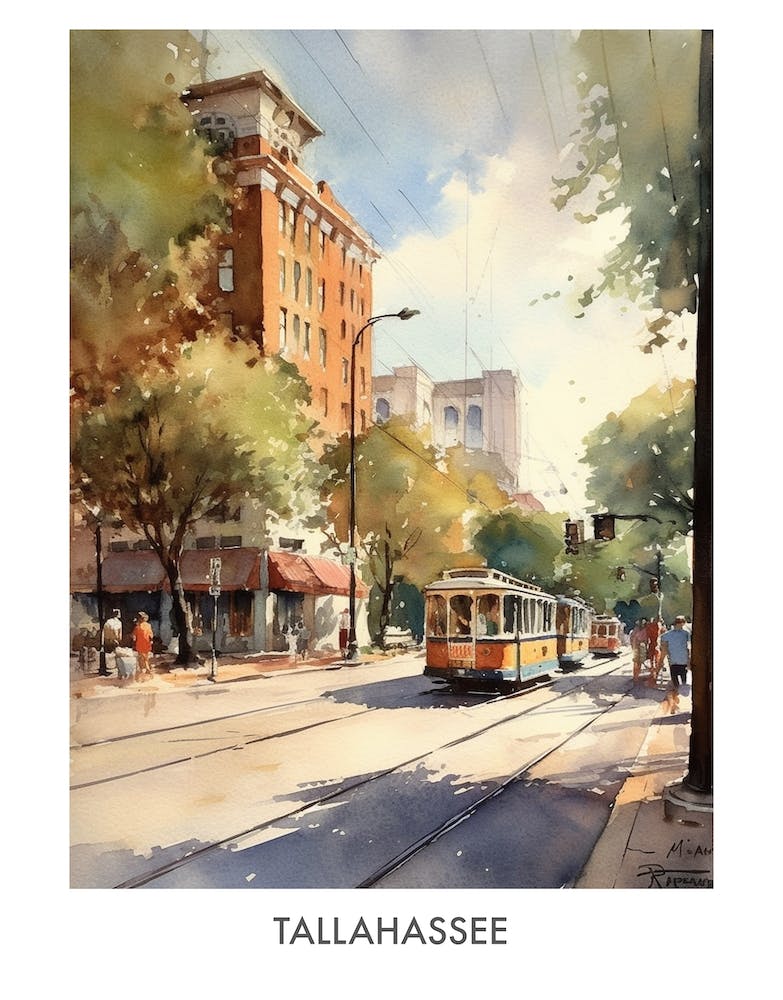 Tallahassee Watercolor 2travel Poster