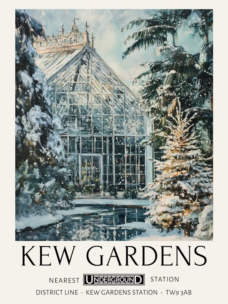 William Morris Prints Kew Gardens Trees Snow Christmas Gift Winter Vintage
