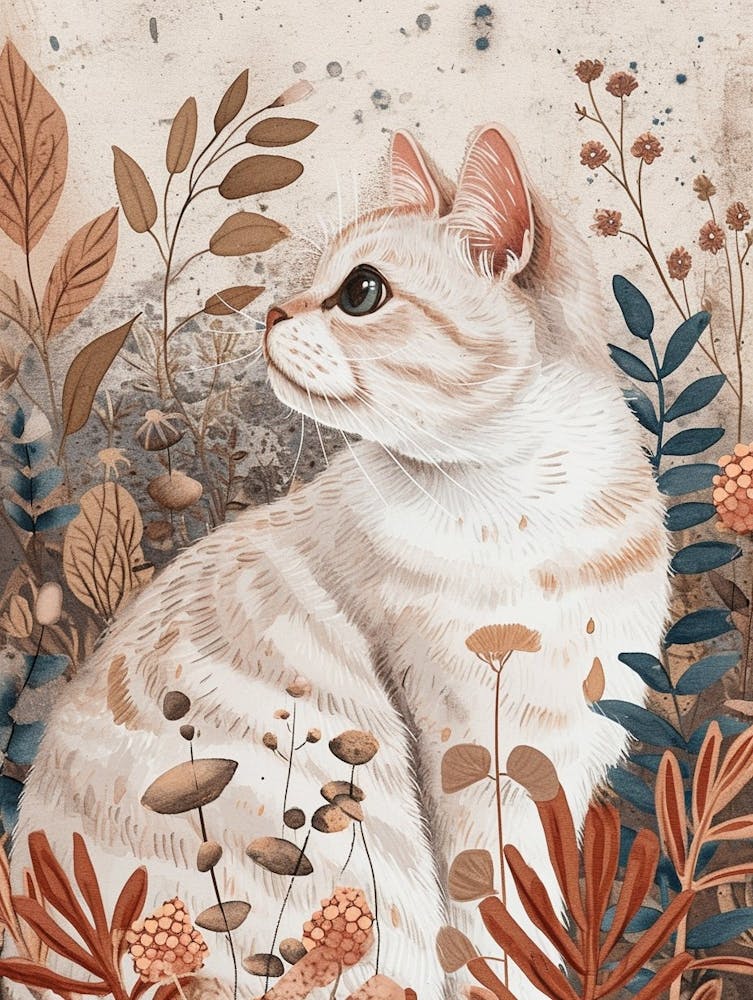 American Shorthair Cat Japanese Illustration 1