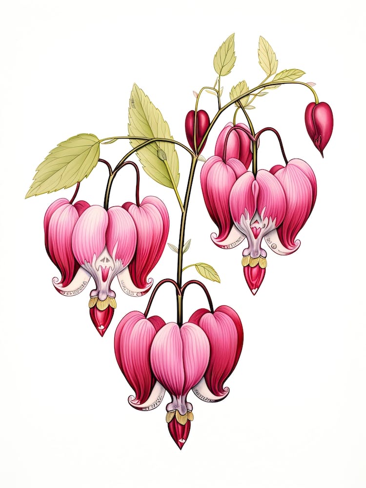 Bleeding Hearts Flower Vintage Botanical 1