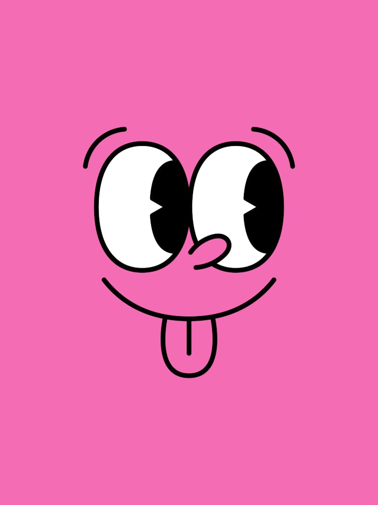 Pinkes lustiges Gesicht Wohnzimmerkunst