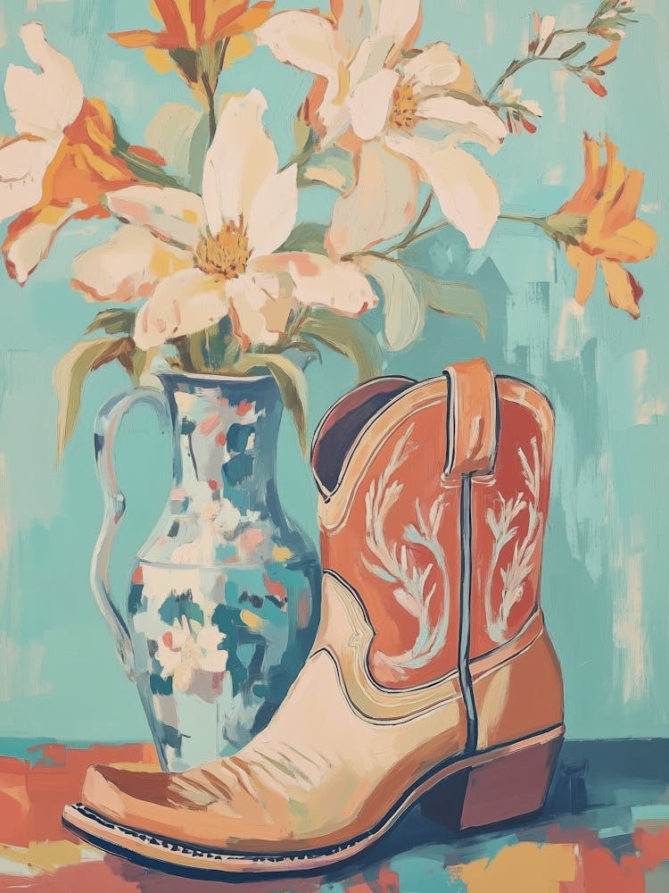Cowboy Boots And Flowers