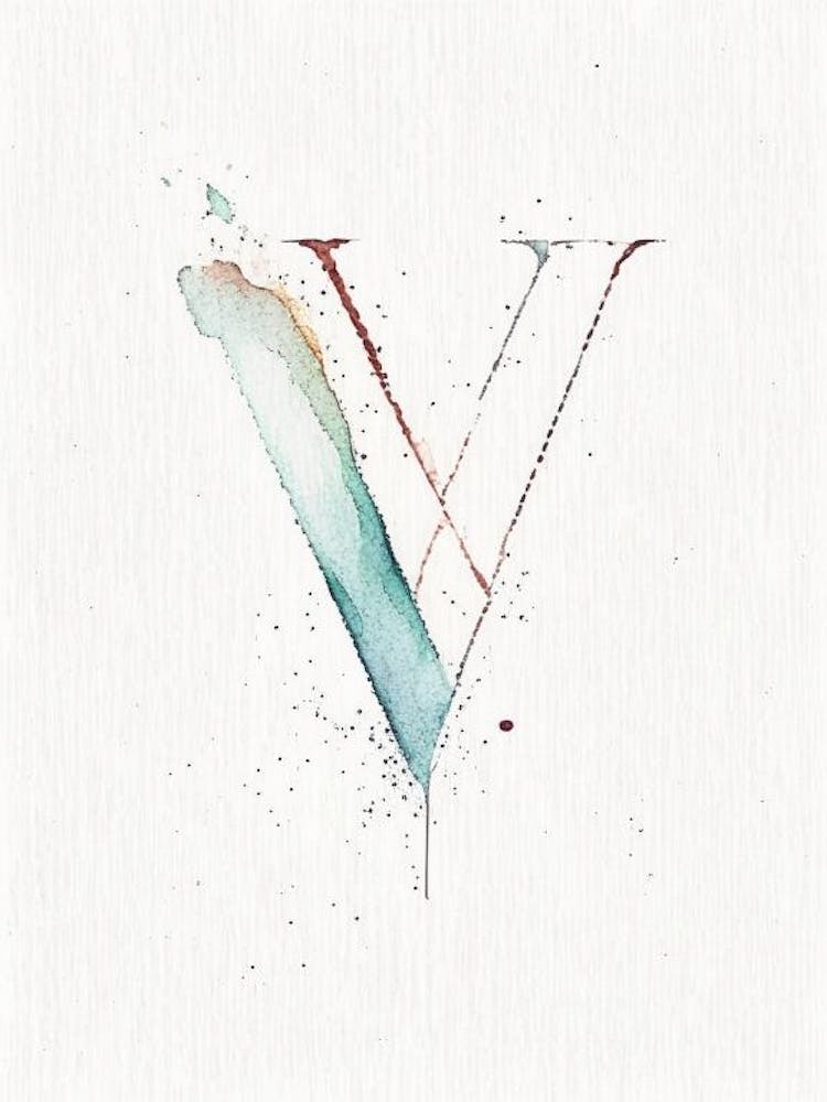 V, Letter, Alphabet Minimalist Watercolour Ii