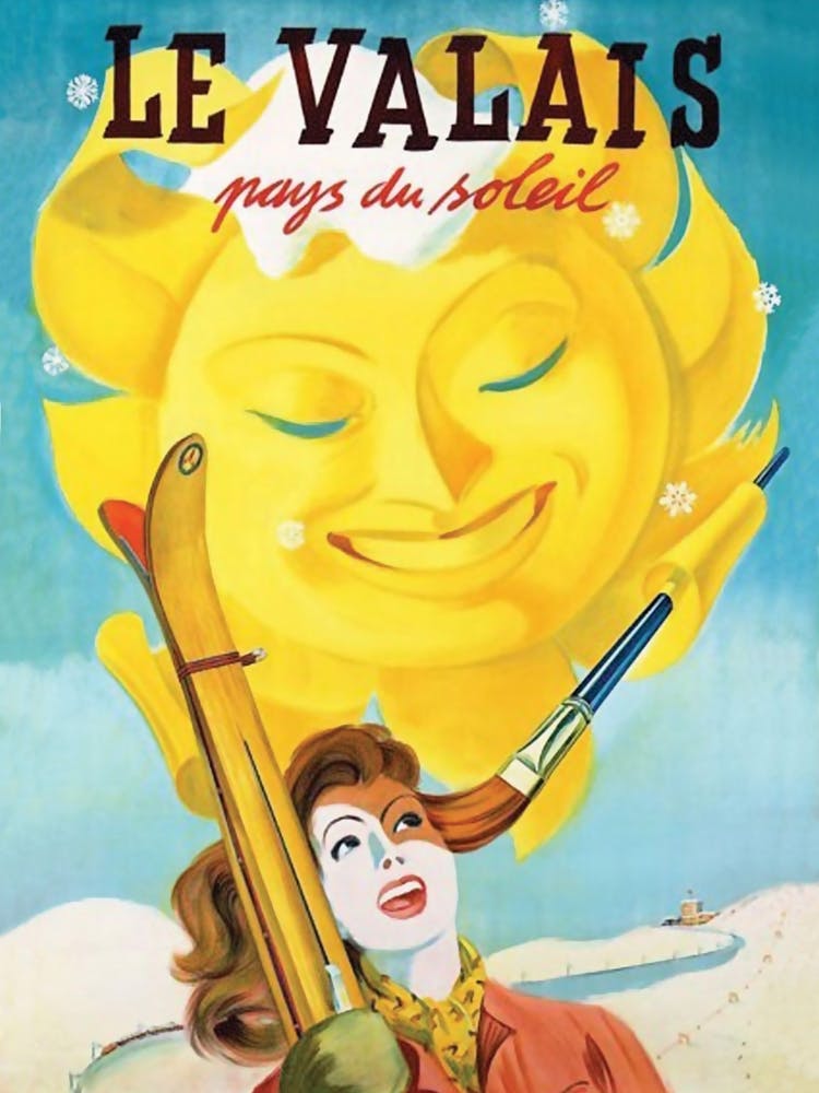 Valais, Happy Skier Under The Big Smiling Sun