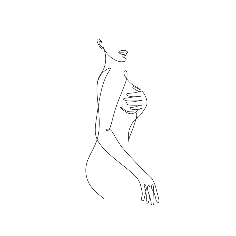 Line art nude woman