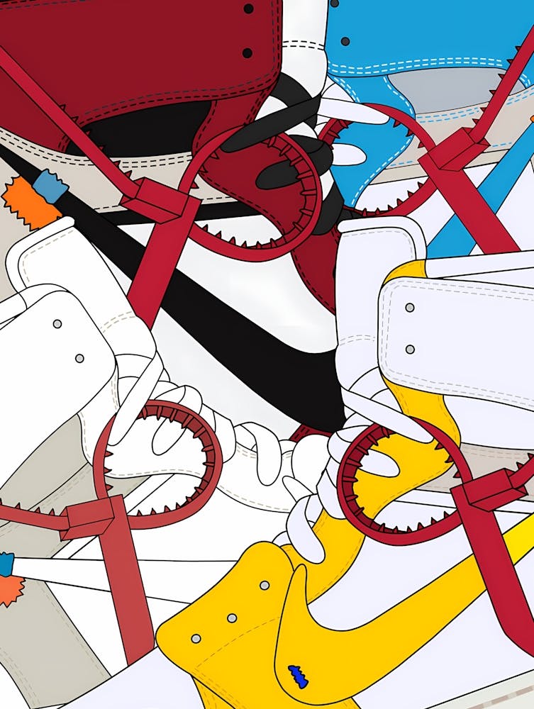 Nike Air Jordan 1 - off white sneaker illustration - hypebeast sneaker poster"