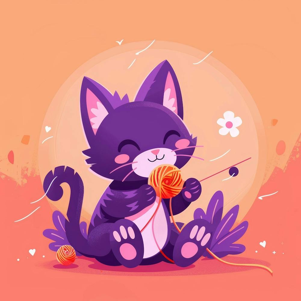 Cute Cat Playing With Yarn