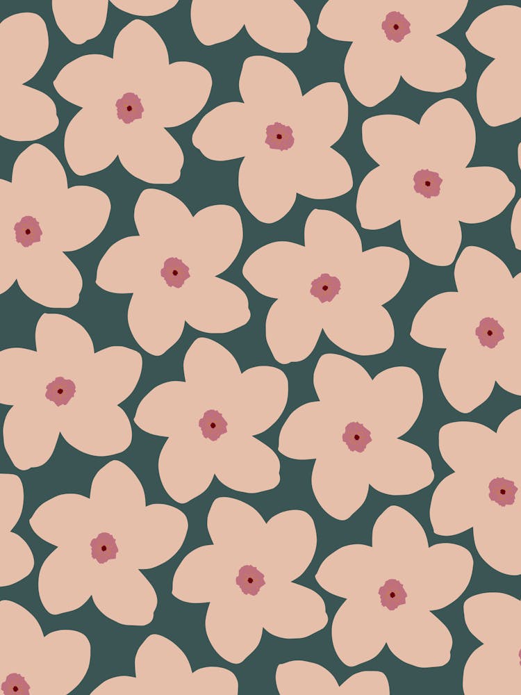 Green And Peach Retro Flower