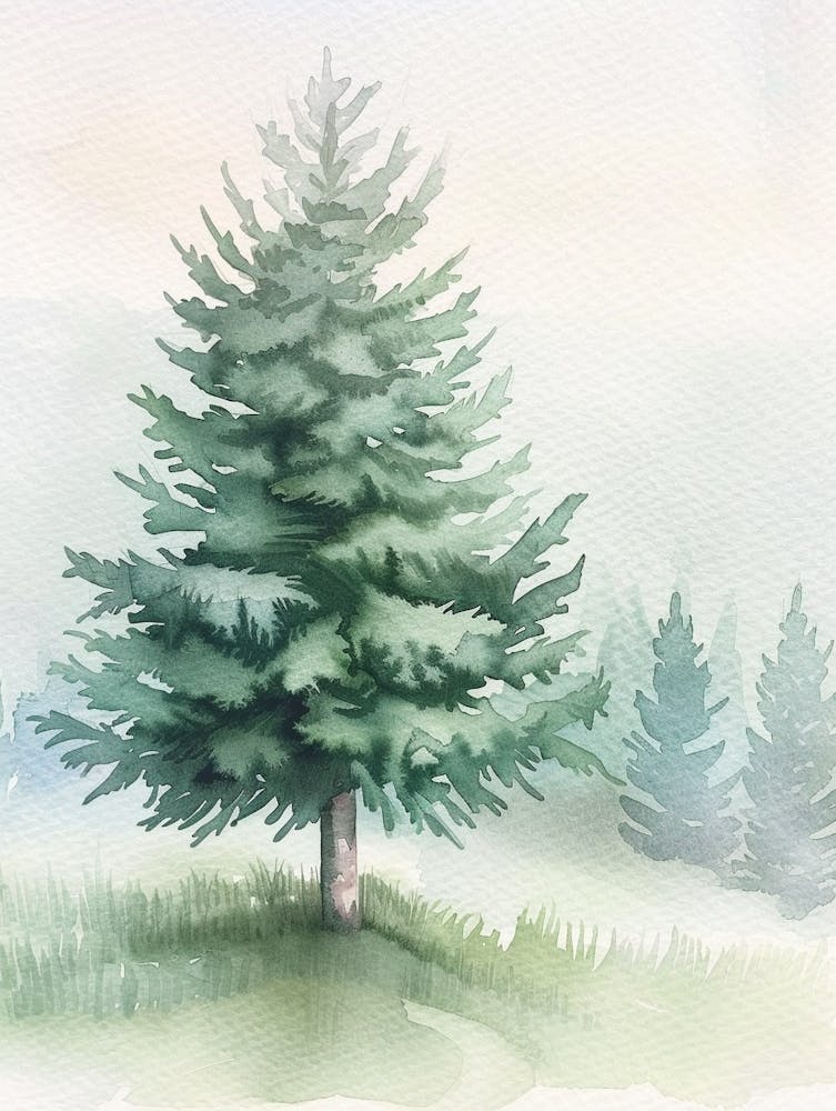 Cedar Tree Atmospheric Watercolour Painting 4