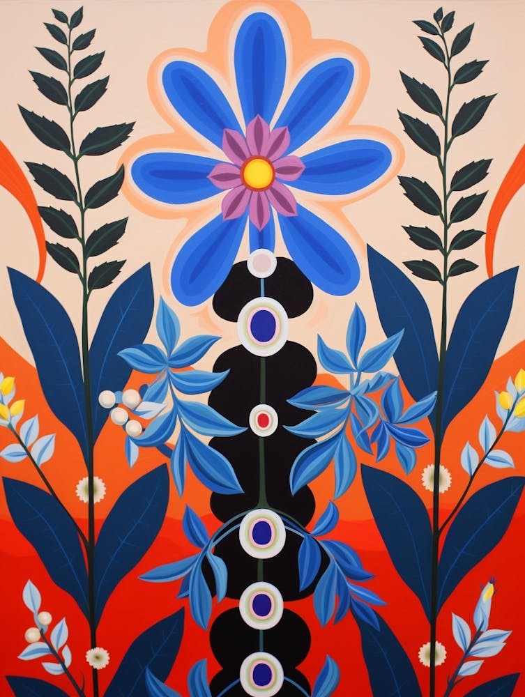 Flower Motif Painting Lobelia 1