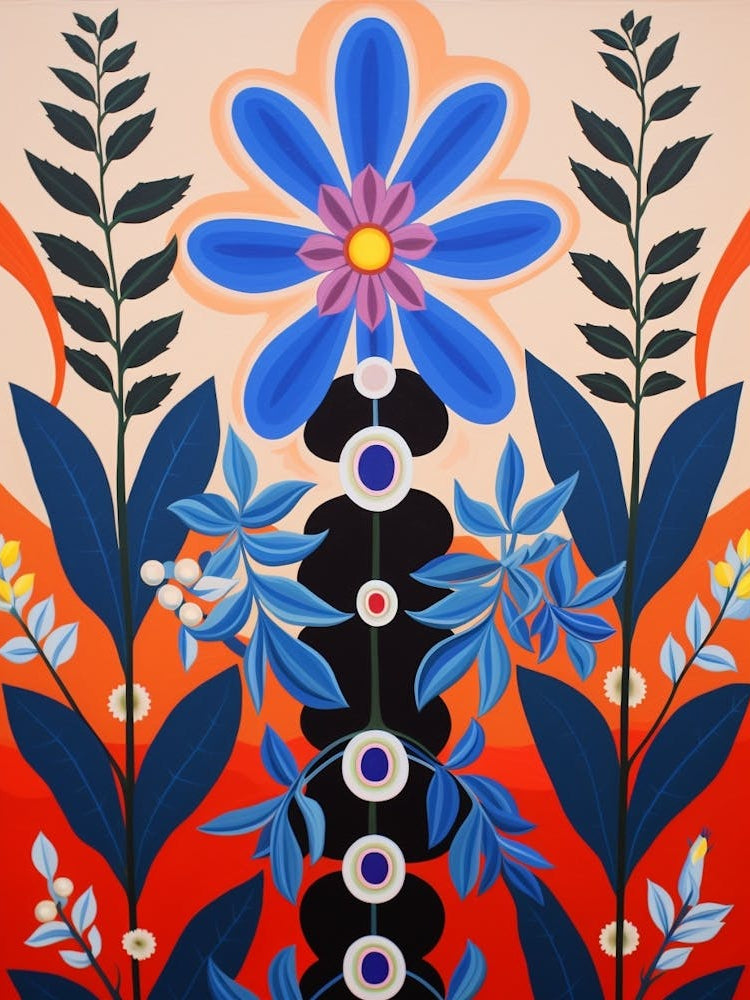 Flower Motif Painting Lobelia 1