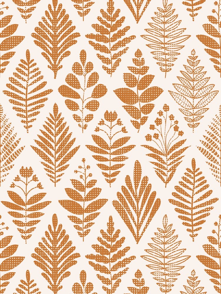 Rhombus Tropical Hawaiian Florals Damask Textured Brown White