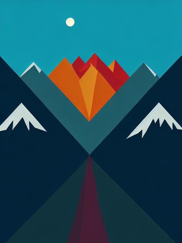 Shymbulak, Kazakhstan Modern Illustration Skiing Poster