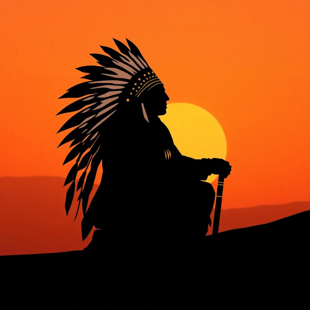 Silhouette Of Native American Chief