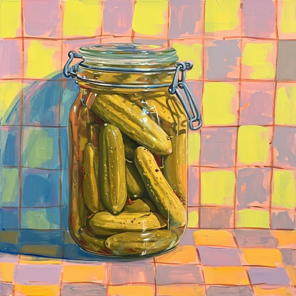 Pickles In A Jar Checkerboard Background 1