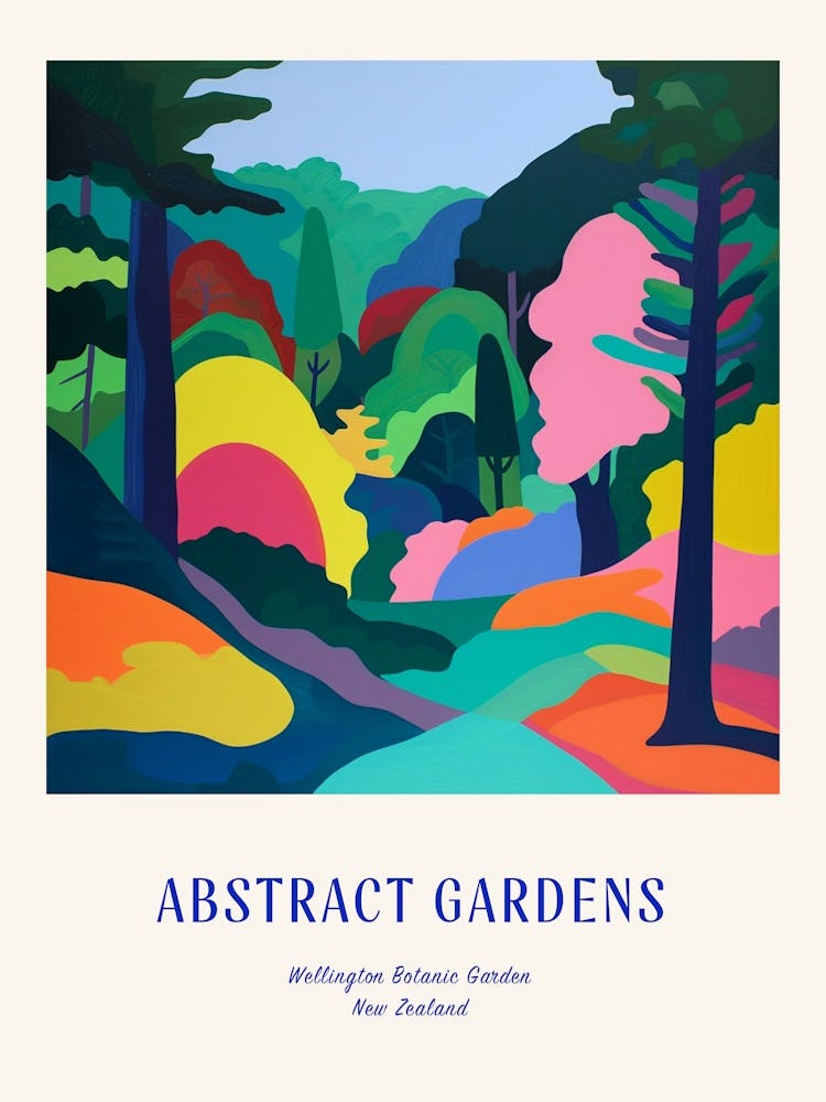 Colourful Gardens Wellington Botanic Garden New Zealand 1 Blue Poster