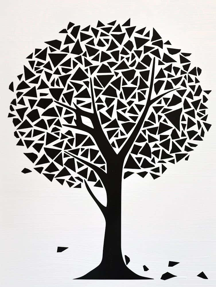 Lime Tree Simple Geometric Nature Stencil 1 1