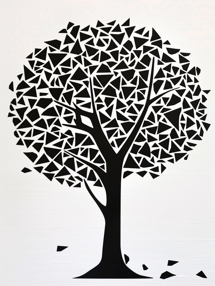 Lime Tree Simple Geometric Nature Stencil 1 1