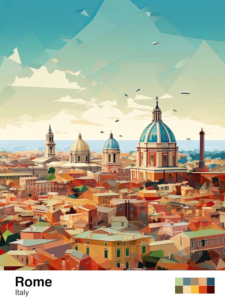 Rome, Italy, Geometric Illustration 3 Poster