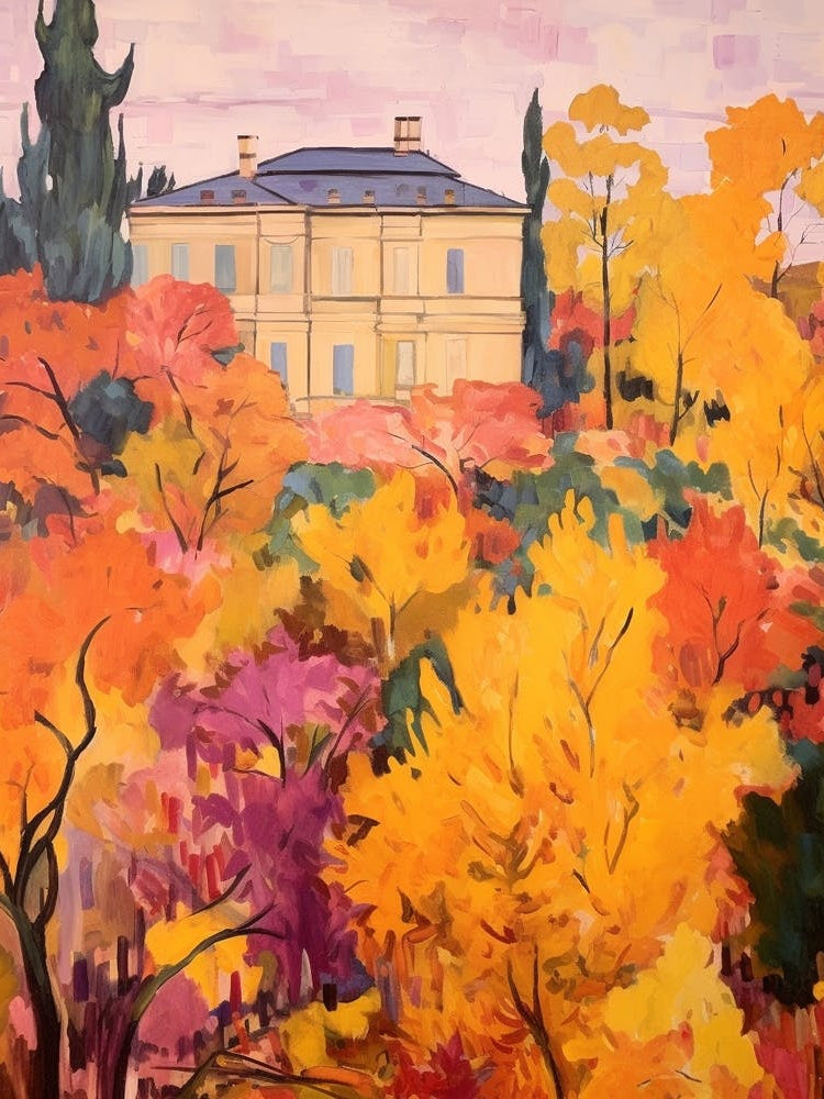 Autumn Gardens Painting Villa Medici Italy
