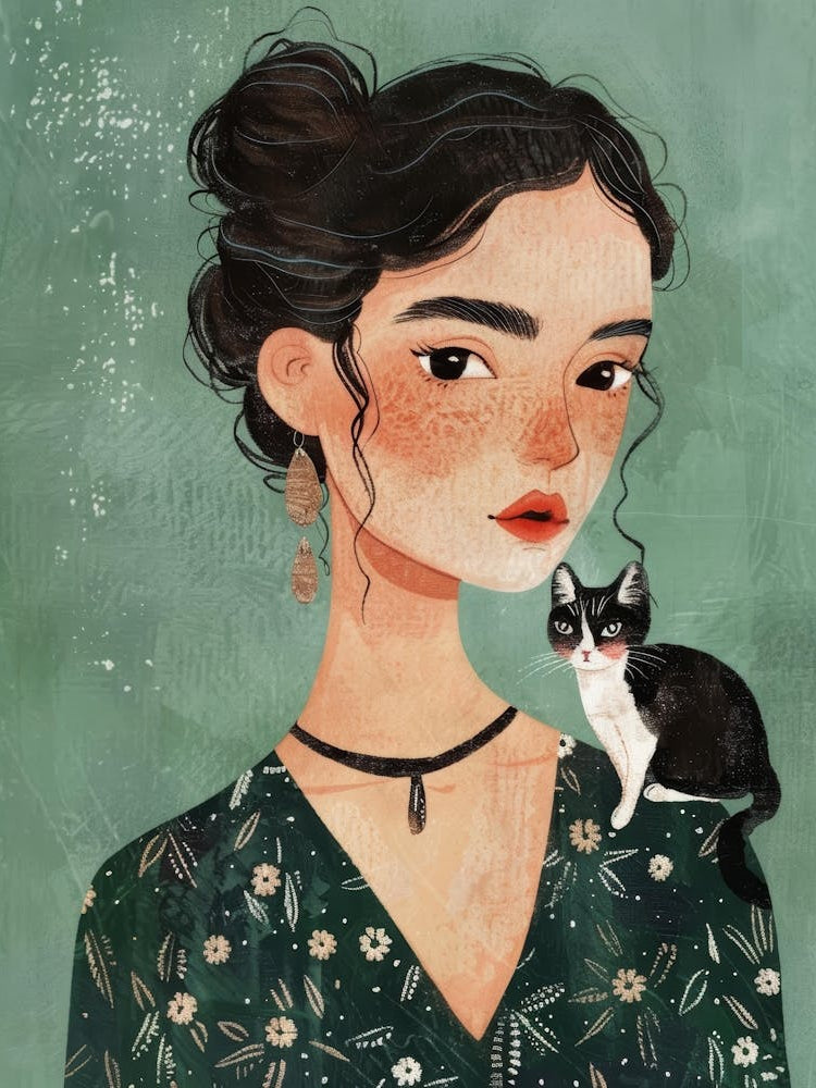 Asian Girl With Cat 2