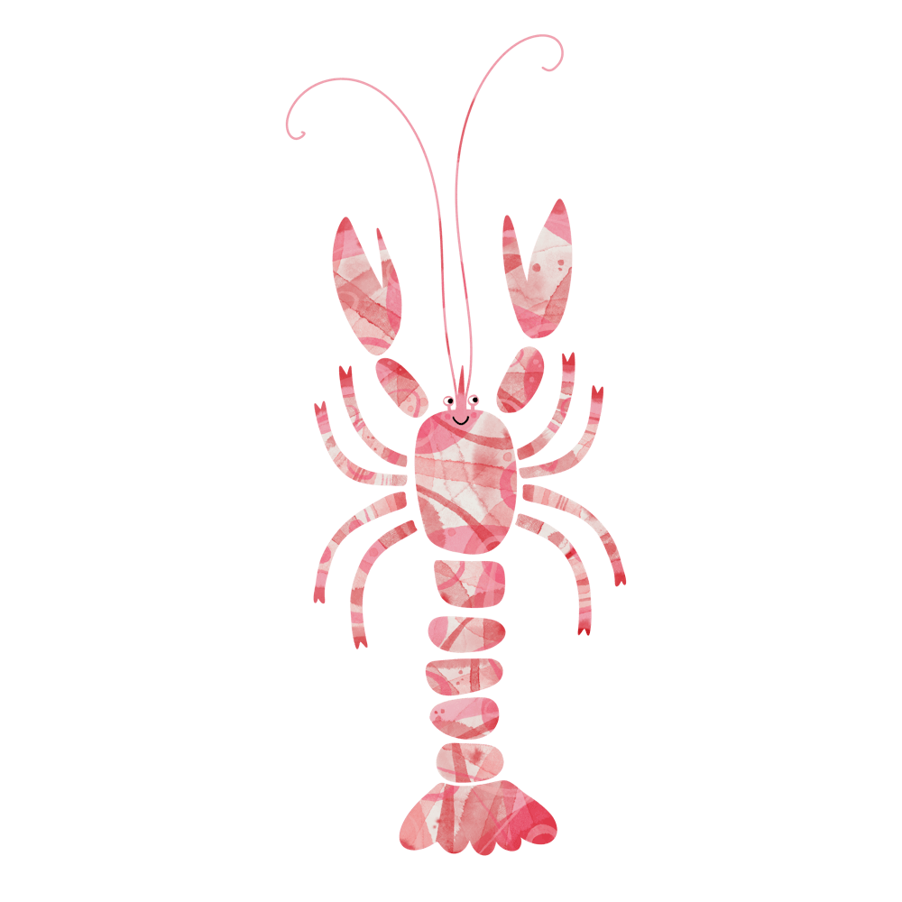 Fun Pink Watercolor Lobster
