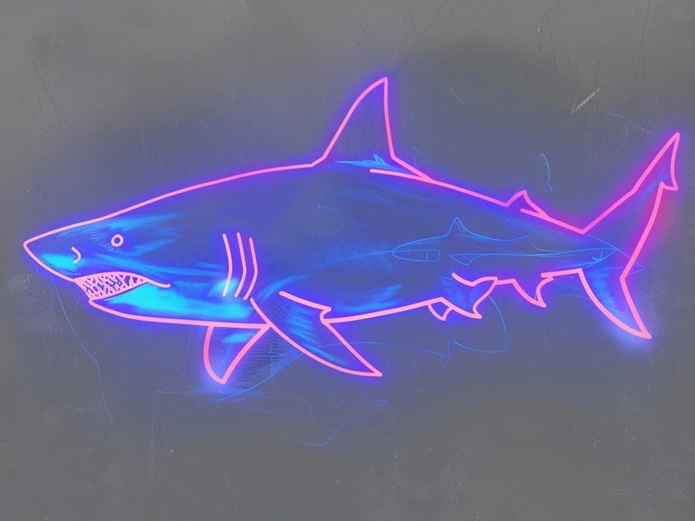 Neon Pastel Pink Blue Shark 1