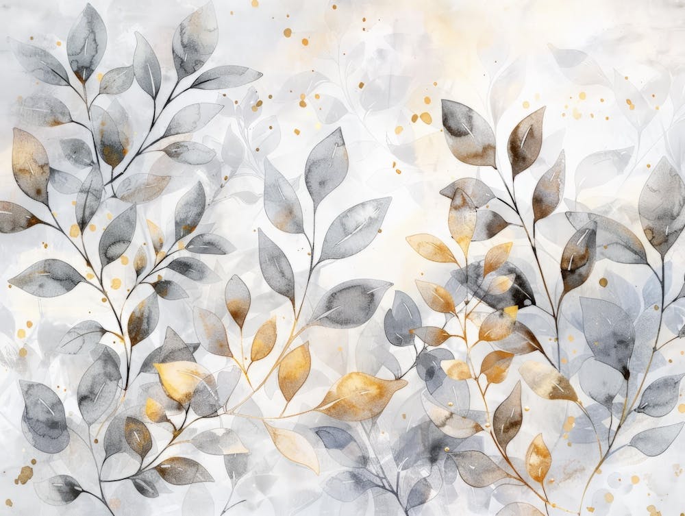 Leaves In White And Gold
