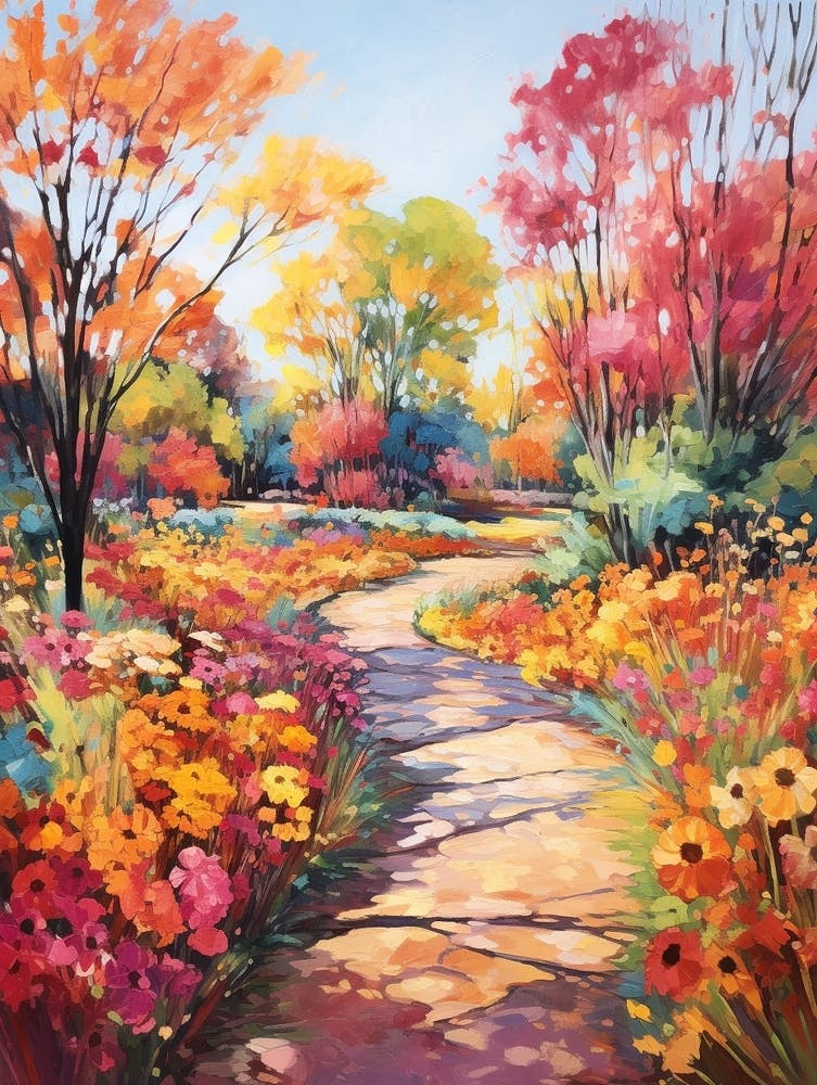 Autumn Gardens Painting Lewis Ginter Botanical Garden Usa 2