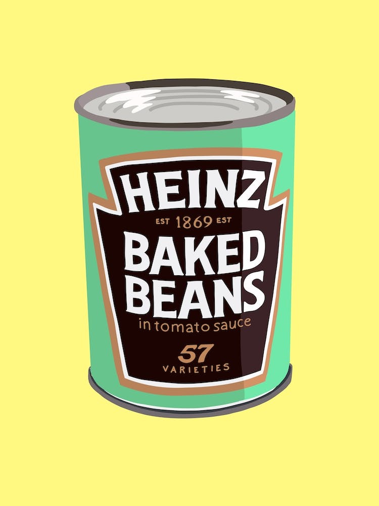 Green Heinz Baked Beans On Yellow