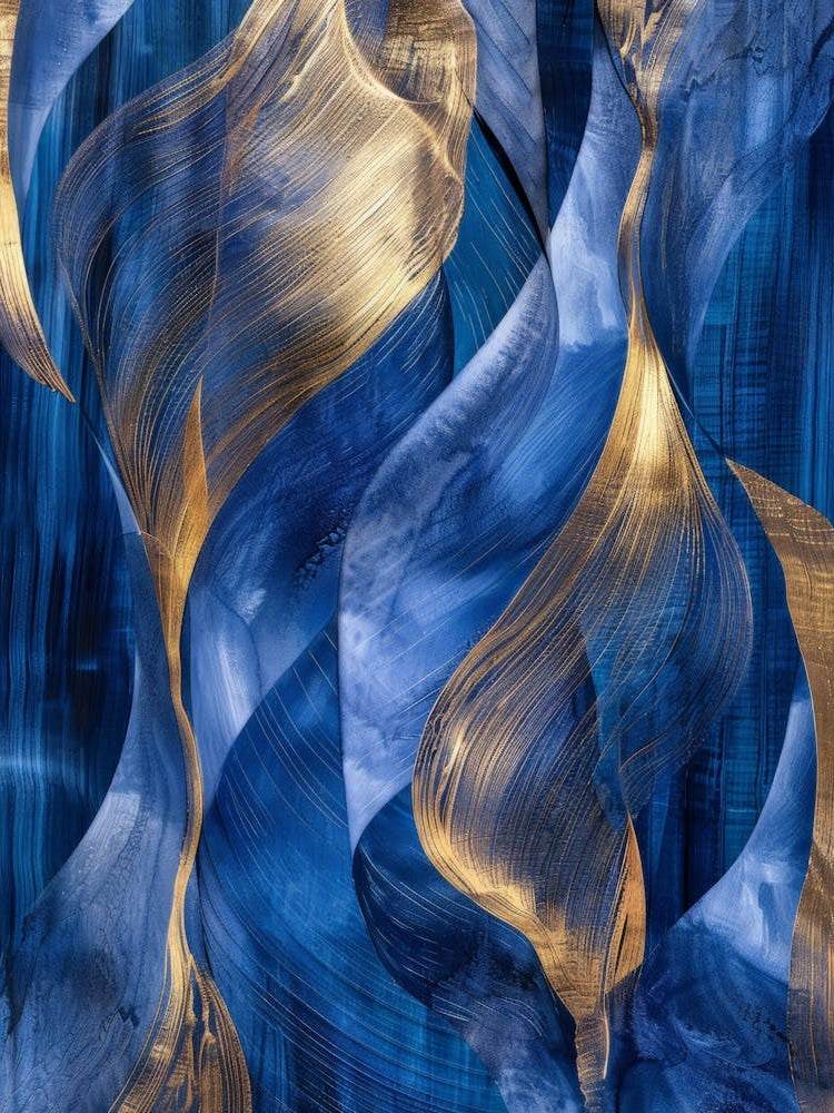 Blue And Gold Abstract Painting 12