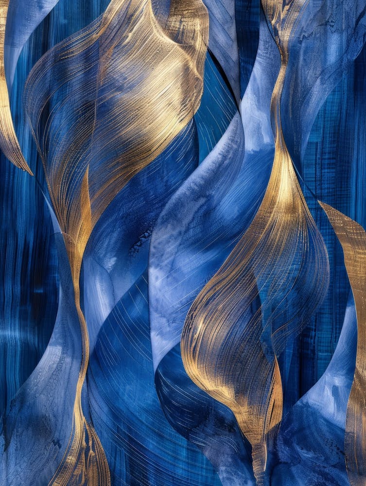 Blue And Gold Abstract Painting 12