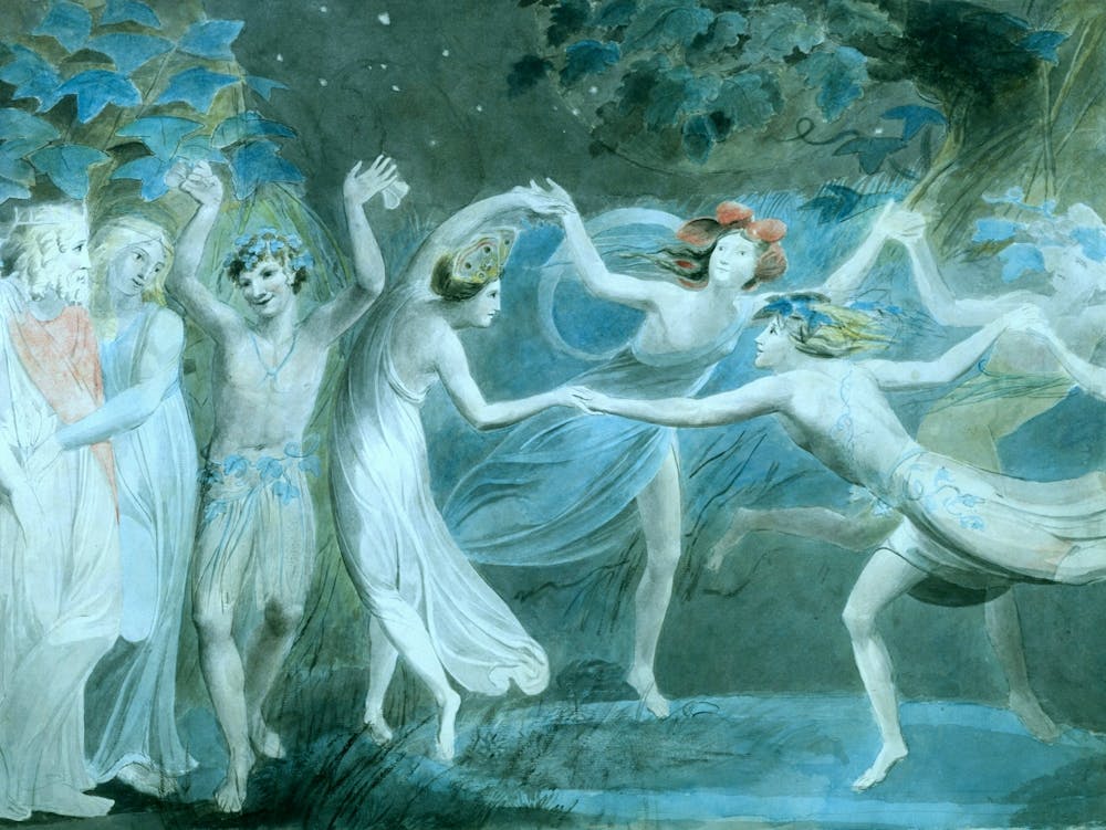 Oberon, Titania and Puck with Fairies Dancing c.1786, William Blake in HD Remastered