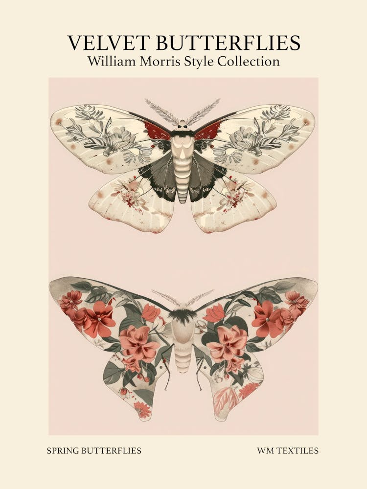 Velvet Butterflies Collection Spring Butterflies William Morris Style 7